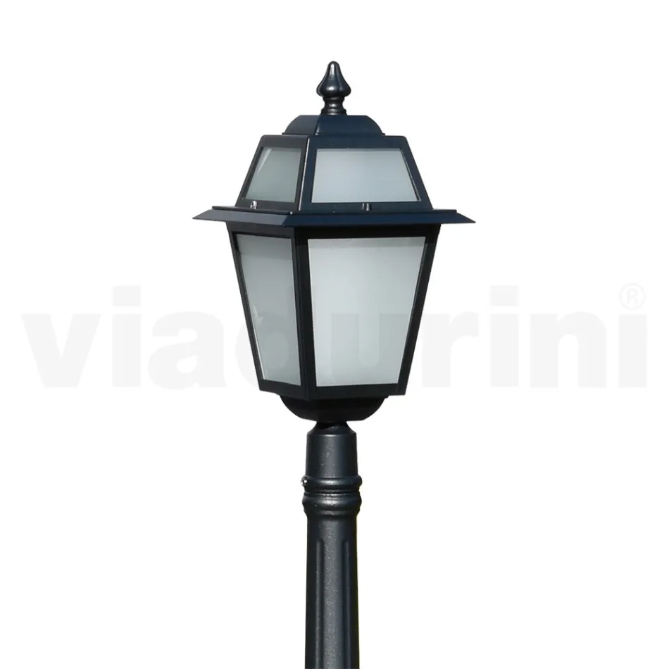 152 cm tall garden lamp in Anthracite Aluminium and Sandblasted Glass - Elric Viadurini