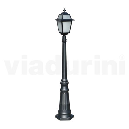 152 cm high garden lamp in Anthracite Aluminium and Sandblasted Glass - Elric Viadurini