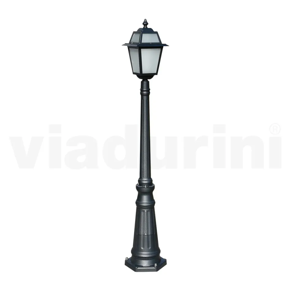 152 cm high garden lamp in Anthracite Aluminium and Sandblasted Glass - Elric Viadurini