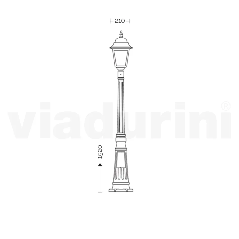 152 cm tall street lamp in Anthracite Glass and Aluminium Made in Italy - Scintilla Viadurini