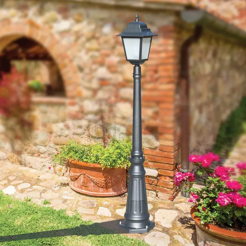 152 cm tall street lamp in Anthracite Glass and Aluminium Made in Italy - Scintilla Viadurini