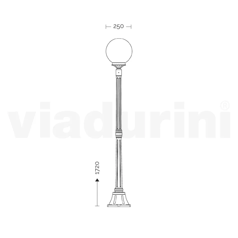 172 cm tall street lamp in black acrylic and aluminium made in Italy - Trovanero Viadurini
