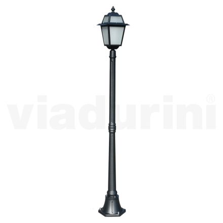 Garden lamppost 178 cm high in Anthracite Aluminium and Sandblasted Glass - Elric Viadurini