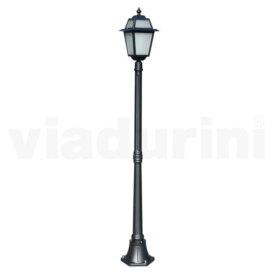 Garden lamppost 178 cm high in Anthracite Aluminium and Sandblasted Glass - Elric Viadurini