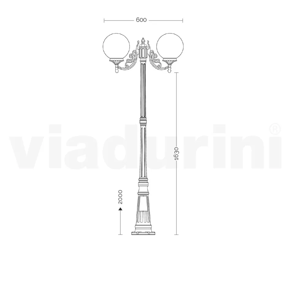 200 cm high street lamp in Acrylic and Anthracite Aluminium Made in Italy - Trovaantracite Viadurini