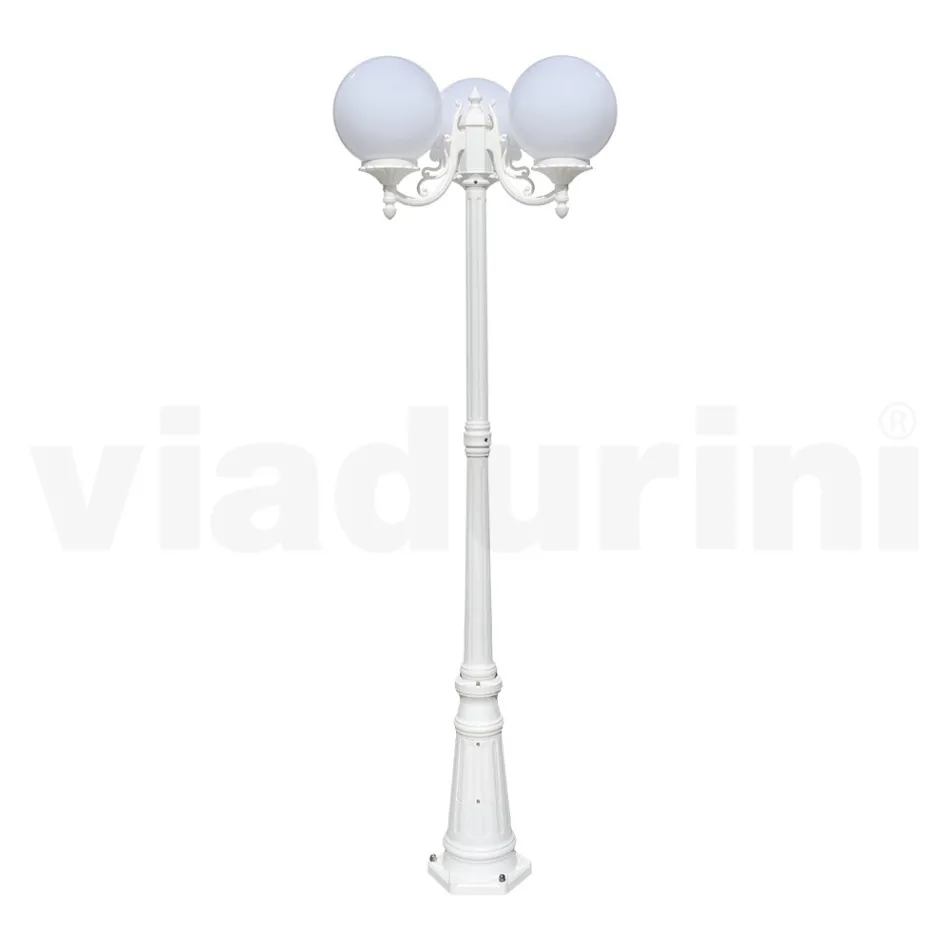 200 cm tall street lamp in white acrylic and aluminium made in Italy - Trovabianco Viadurini