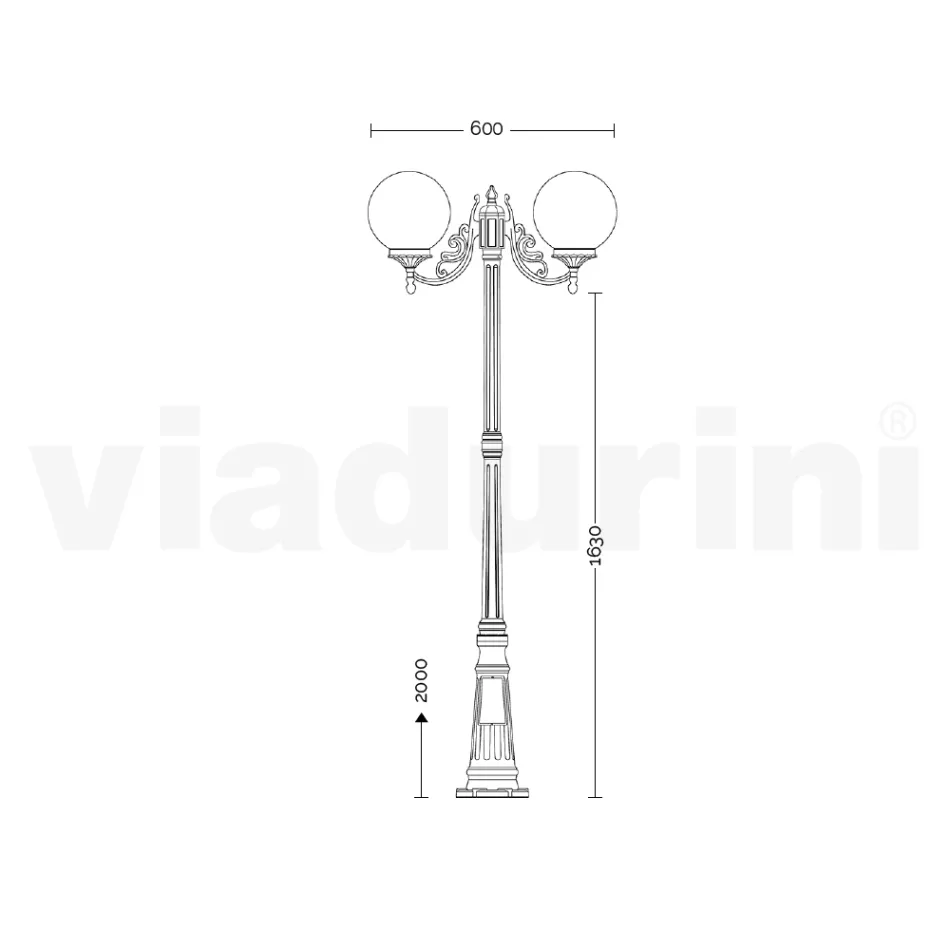 200 cm tall street lamp in white acrylic and aluminium made in Italy - Trovabianco Viadurini
