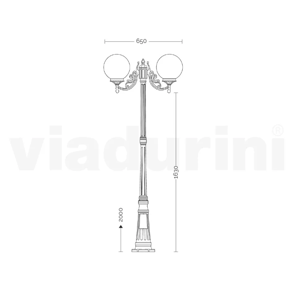 200 cm tall street lamp in black acrylic and aluminium made in Italy - Trovanero Viadurini