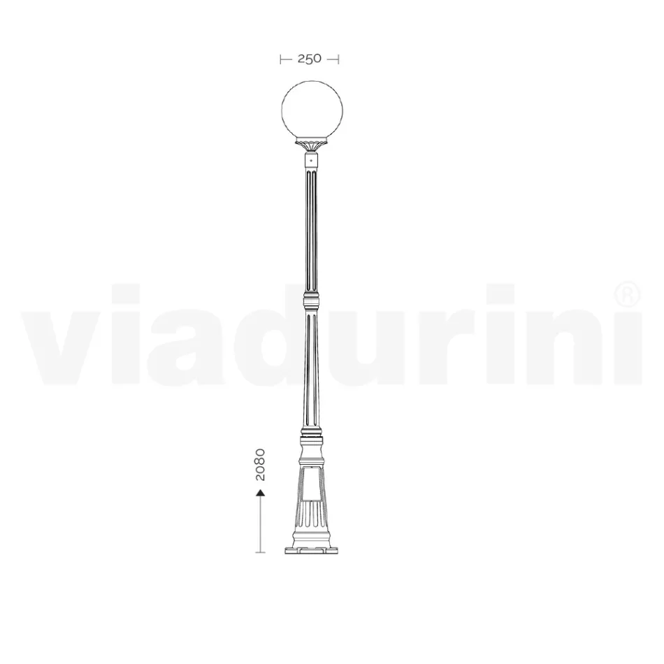 208 cm tall street lamp in Acrylic and Anthracite Aluminium Made in Italy - Trovaantracite Viadurini