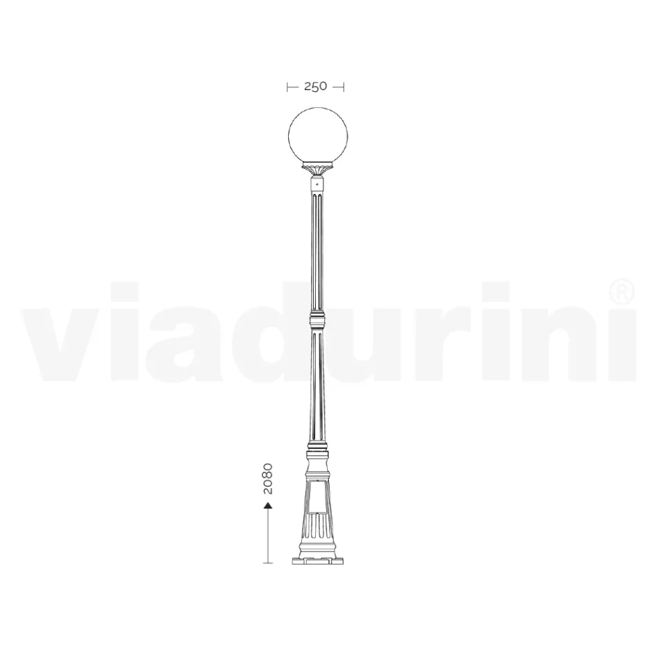 208 cm tall street lamp in black acrylic and aluminium made in Italy - Trovanero Viadurini