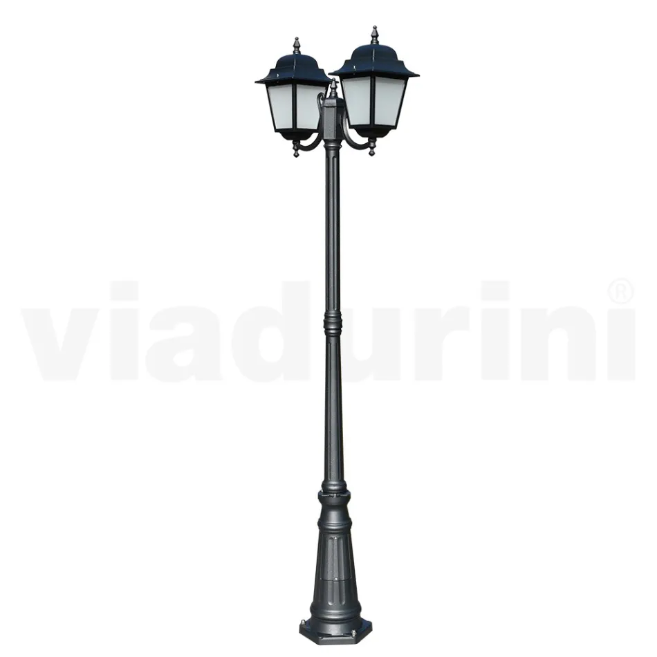208 cm tall street lamp in Anthracite Glass and Aluminium Made in Italy - Scintilla Viadurini