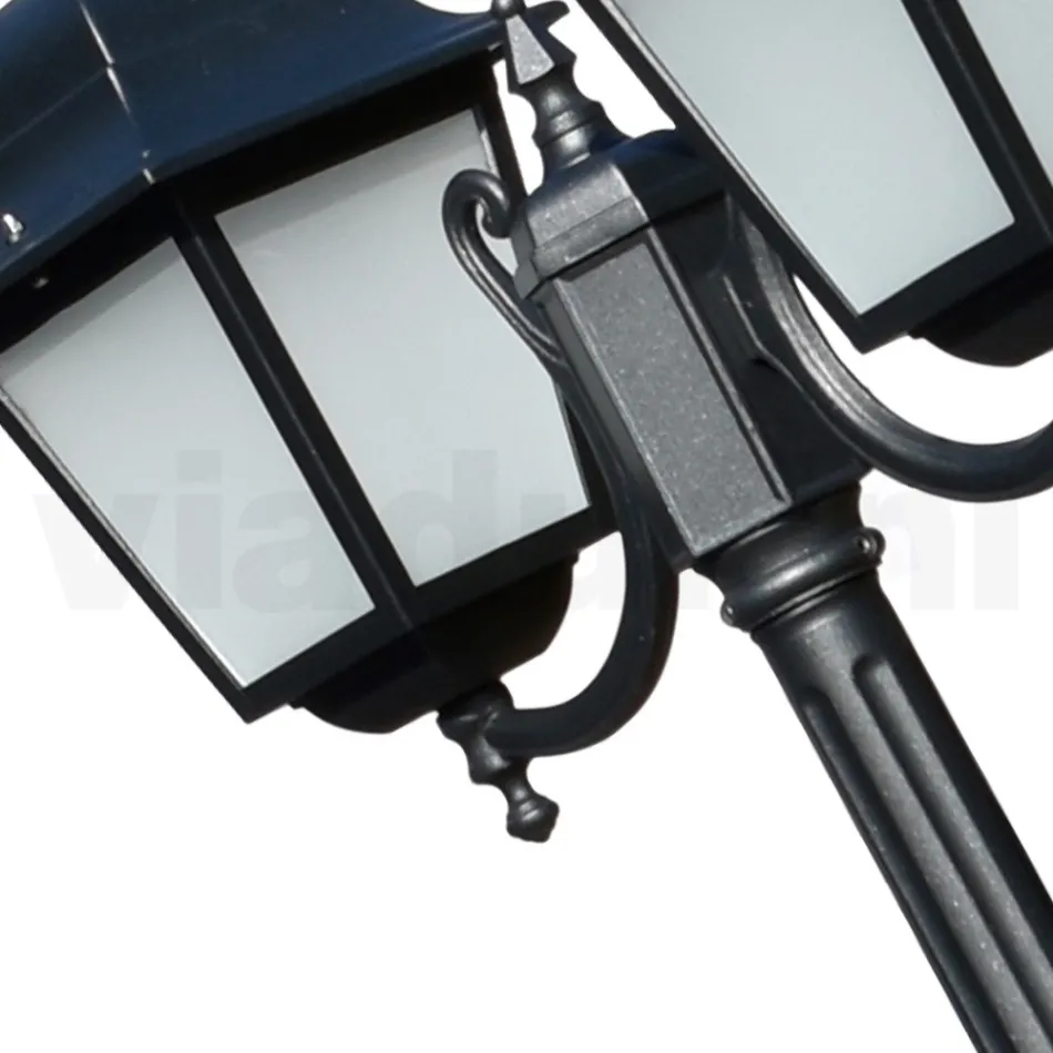 208 cm tall street lamp in Anthracite Glass and Aluminium Made in Italy - Scintilla Viadurini
