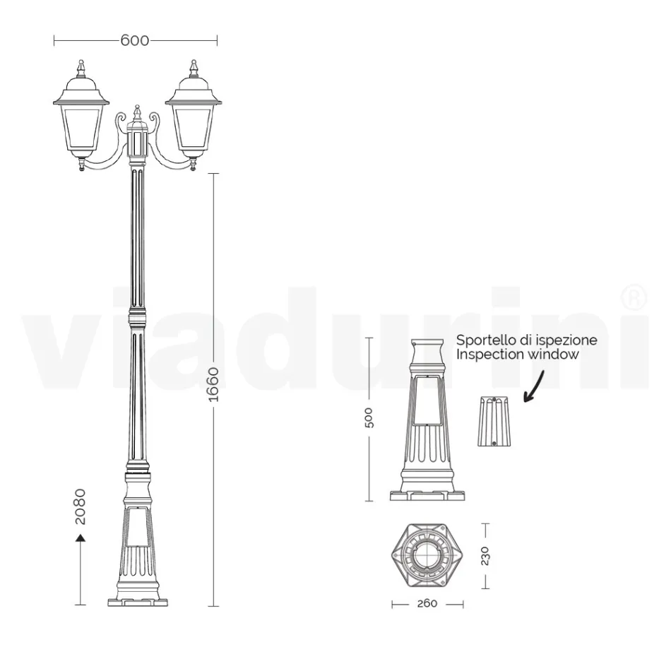 208 cm tall street lamp in Anthracite Glass and Aluminium Made in Italy - Scintilla Viadurini