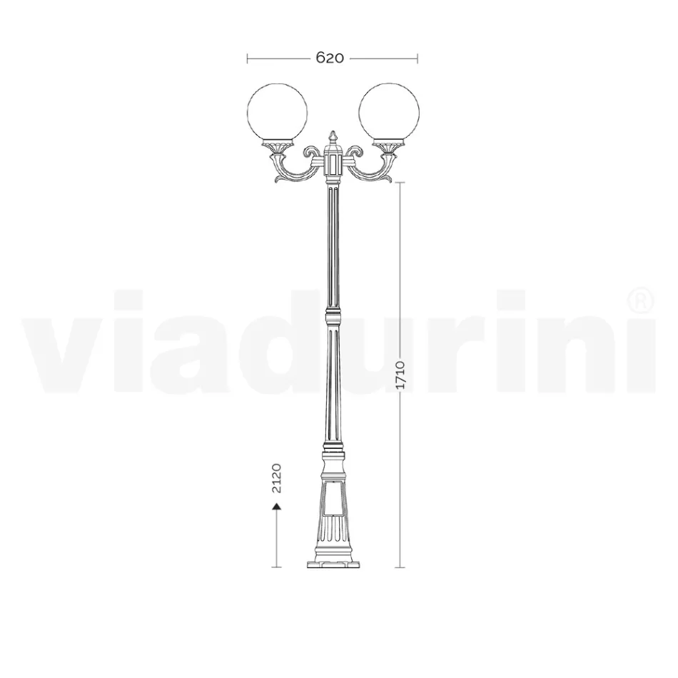 212 cm tall street lamp in Acrylic and Anthracite Aluminium Made in Italy - Trovaantracite Viadurini