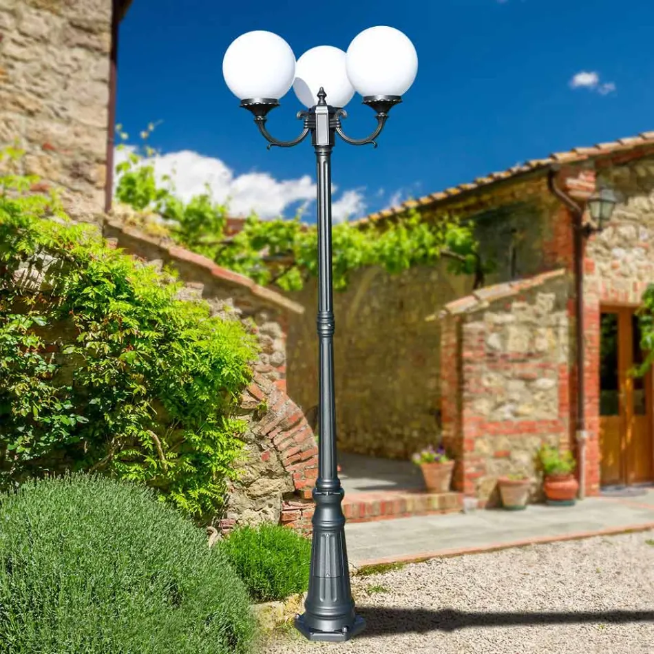212 cm tall street lamp in Acrylic and Anthracite Aluminium Made in Italy - Trovaantracite Viadurini