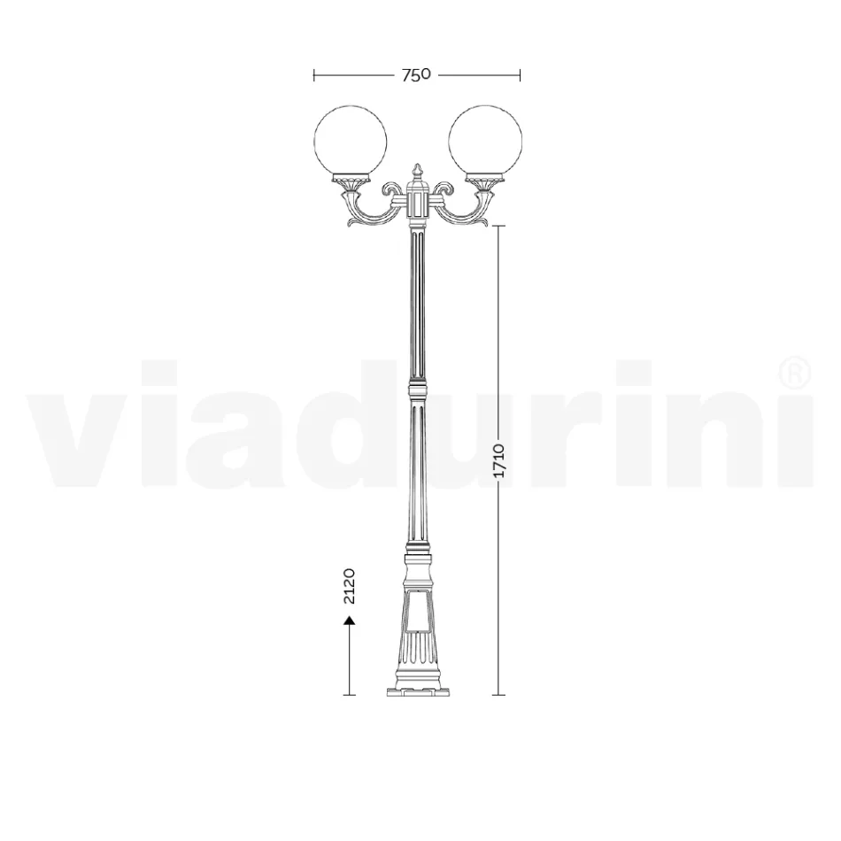 212 cm tall street lamp in white acrylic and aluminium made in Italy - Trovabianco Viadurini
