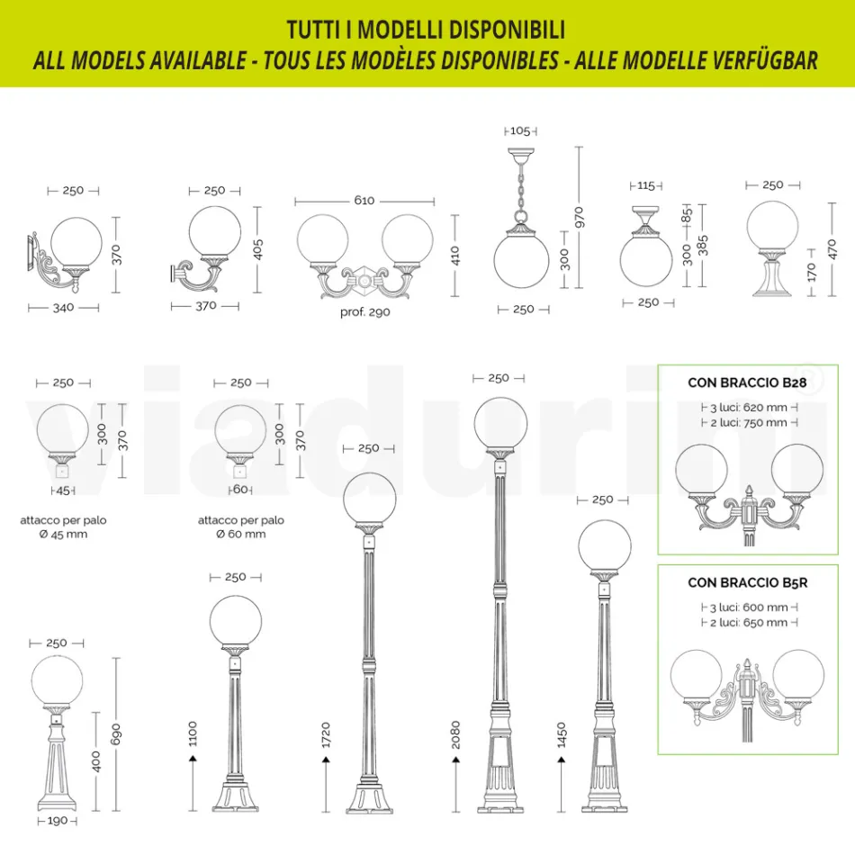 212 cm tall street lamp in white acrylic and aluminium made in Italy - Trovabianco Viadurini