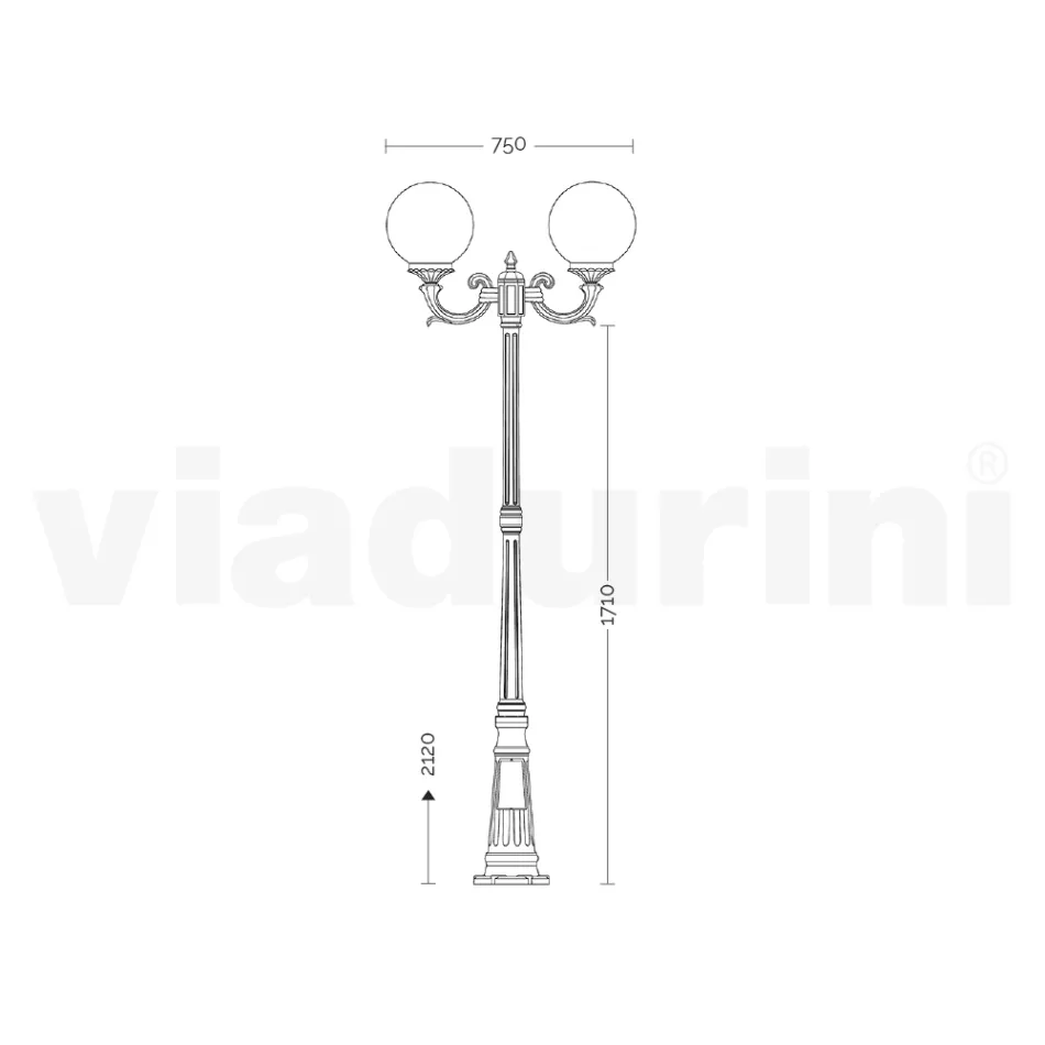 212 cm tall street lamp in black acrylic and aluminium made in Italy - Trovanero Viadurini