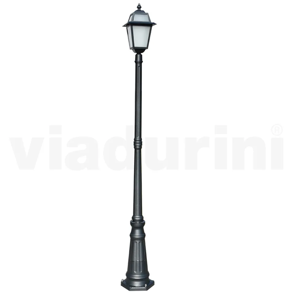 214 cm tall garden lamp in Anthracite Aluminium and Sandblasted Glass - Elric Viadurini