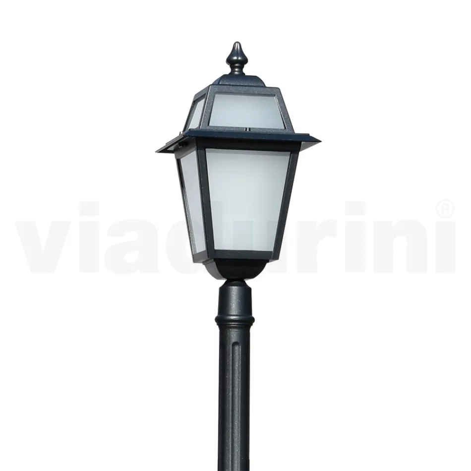 214 cm tall garden lamp in Anthracite Aluminium and Sandblasted Glass - Elric Viadurini