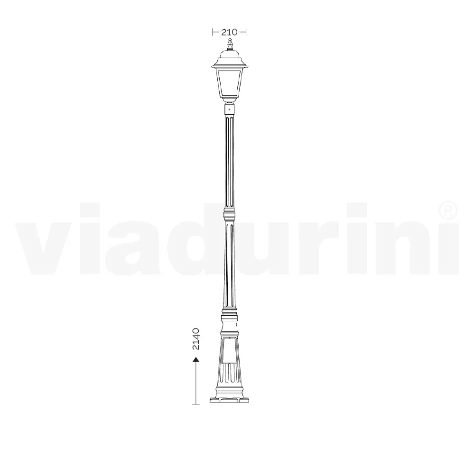 214 cm tall street lamp in Anthracite Glass and Aluminium Made in Italy - Scintilla Viadurini