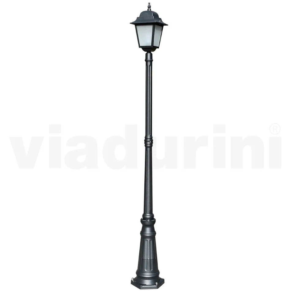 214 cm tall street lamp in Anthracite Glass and Aluminium Made in Italy - Scintilla Viadurini