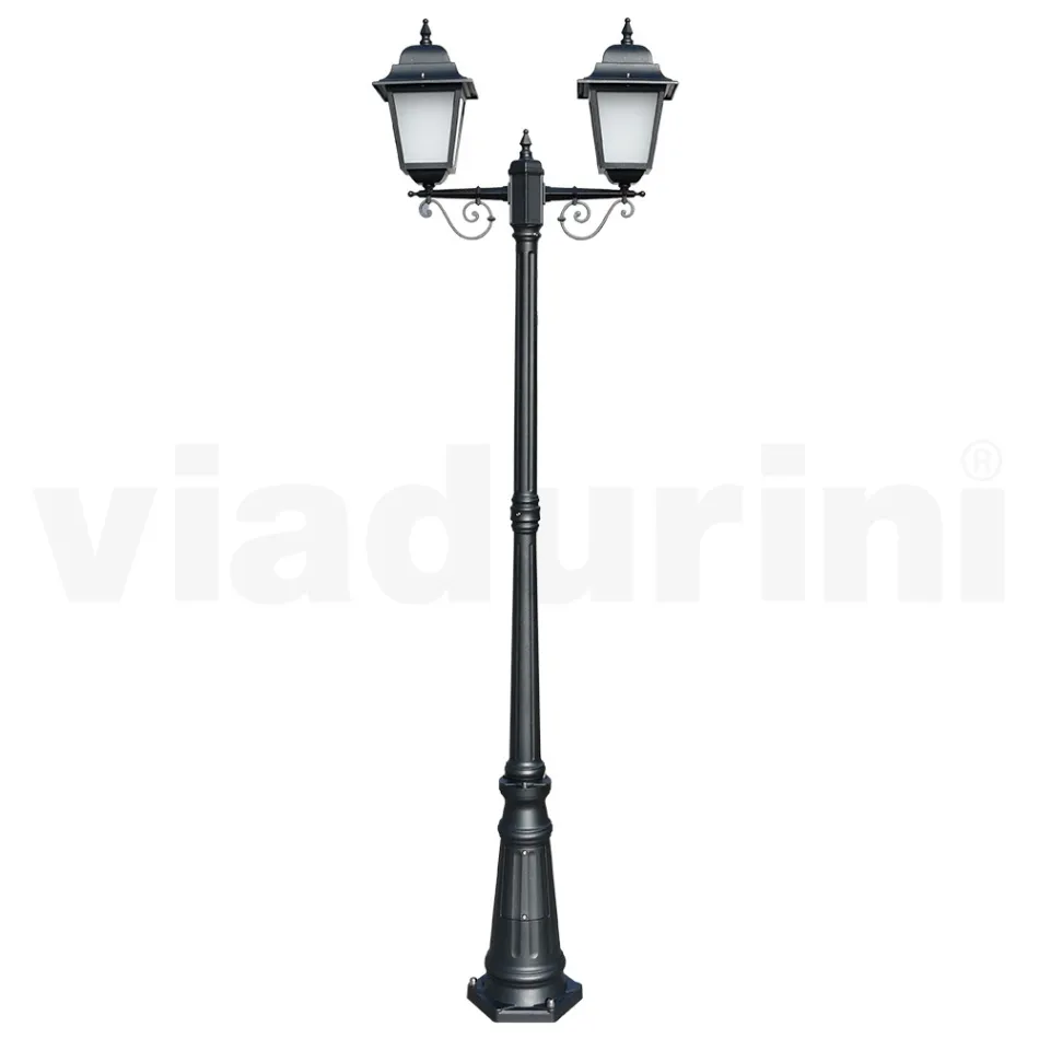 219 cm tall street lamp in Anthracite Glass and Aluminium Made in Italy - Scintilla Viadurini