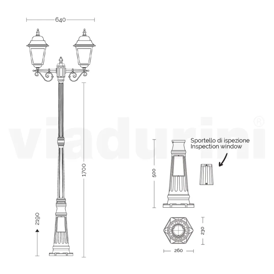 219 cm tall street lamp in Anthracite Glass and Aluminium Made in Italy - Scintilla Viadurini