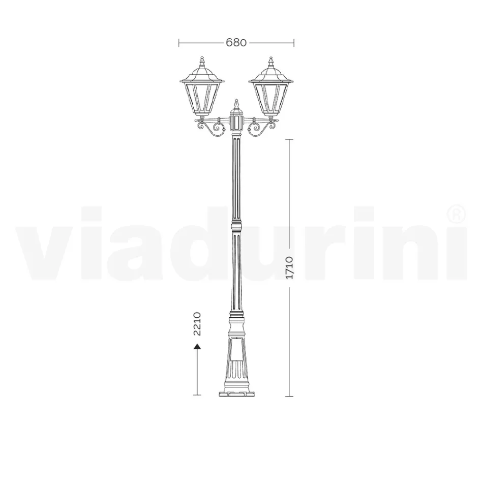 221 cm tall garden lamp in glass and 5 aluminium finishes - Pinako Viadurini