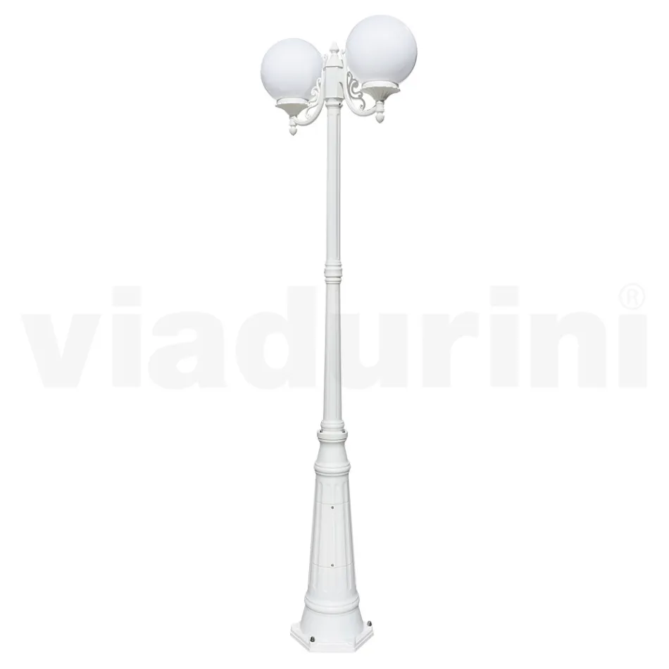 230 cm high street lamp in white acrylic and aluminium made in Italy - Trovabianco Viadurini