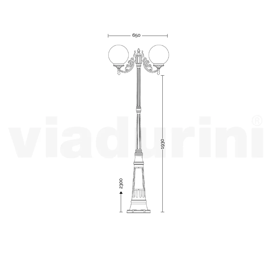 230 cm high street lamp in white acrylic and aluminium made in Italy - Trovabianco Viadurini
