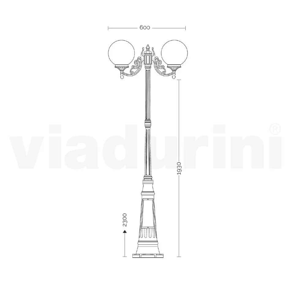 230 cm high street lamp in black acrylic and aluminium made in Italy - Trovanero Viadurini