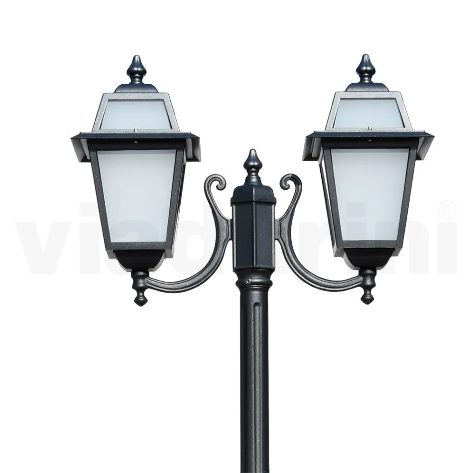 Garden lamppost 238 cm high in Anthracite Aluminium and Sandblasted Glass - Elric Viadurini