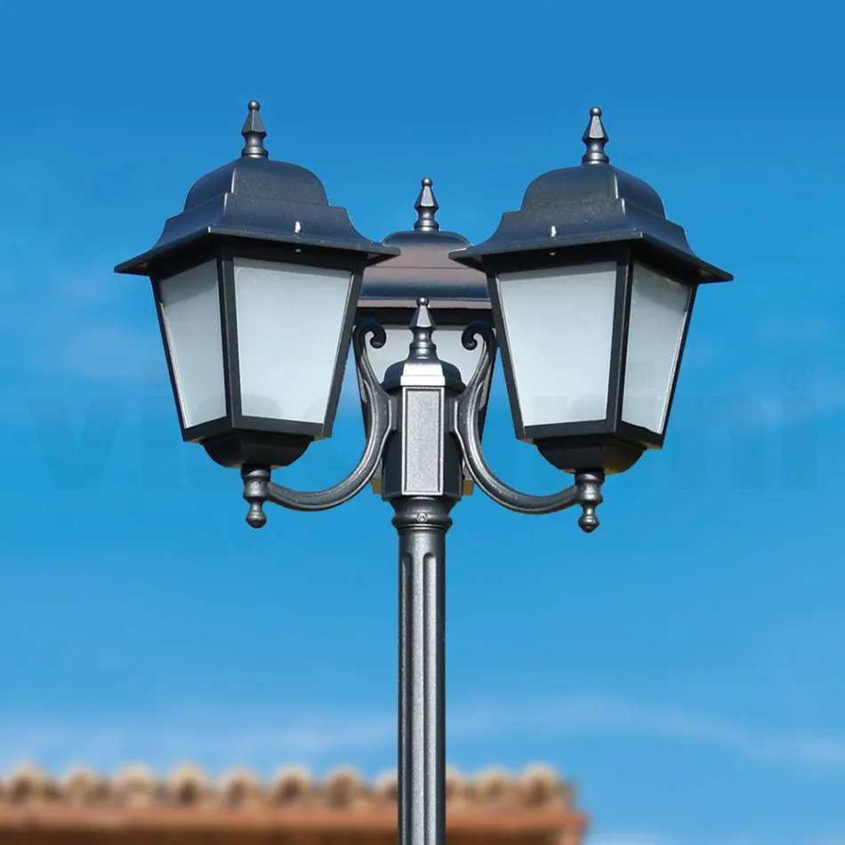 238 cm tall street lamp in Anthracite Glass and Aluminium Made in Italy - Scintilla Viadurini