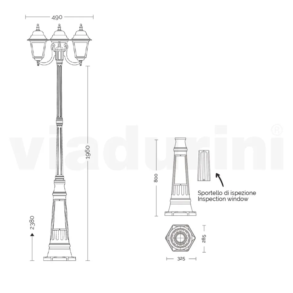 238 cm tall street lamp in Anthracite Glass and Aluminium Made in Italy - Scintilla Viadurini
