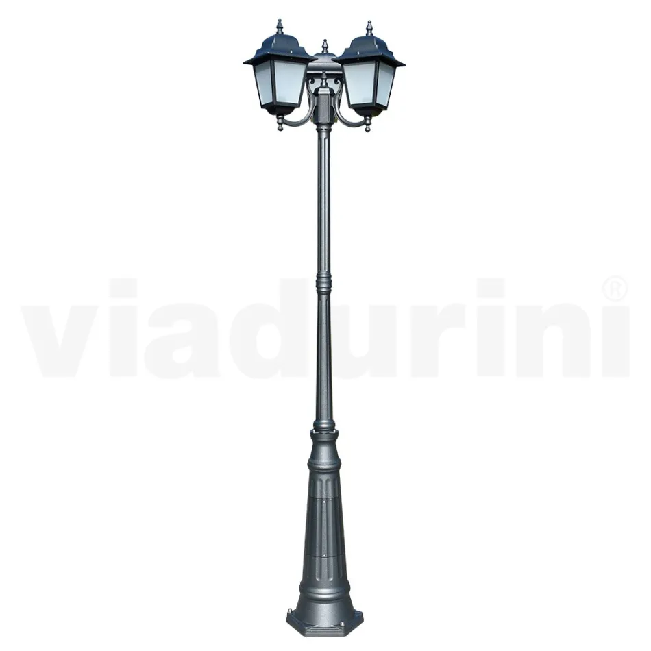 238 cm high street lamp in Anthracite Glass and Aluminium Made in Italy - Scintilla Viadurini