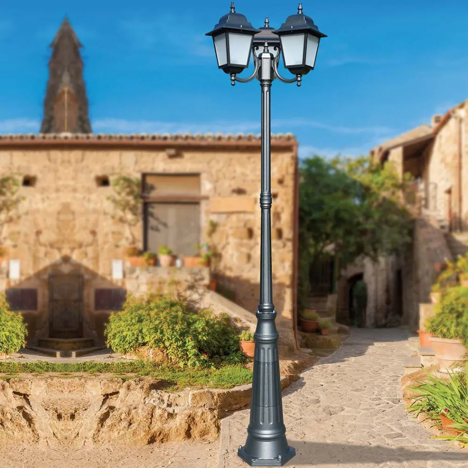 238 cm tall street lamp in Anthracite Glass and Aluminium Made in Italy - Scintilla Viadurini