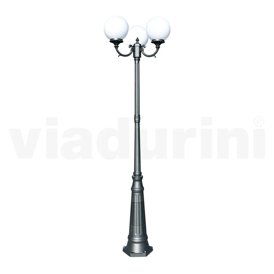 242 cm tall street lamp in Acrylic and Anthracite Aluminium Made in Italy - Trovaantracite Viadurini