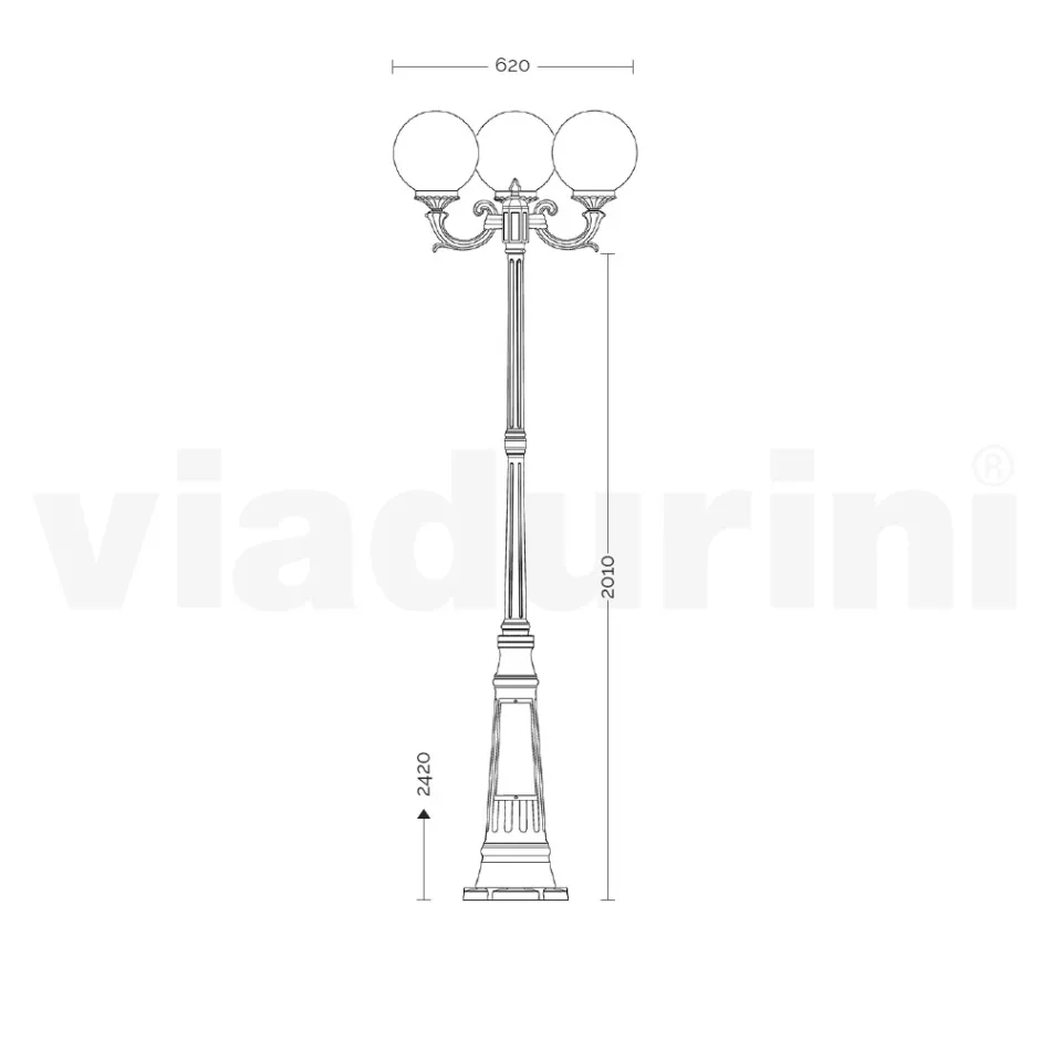 242 cm tall street lamp in Acrylic and Anthracite Aluminium Made in Italy - Trovaantracite Viadurini