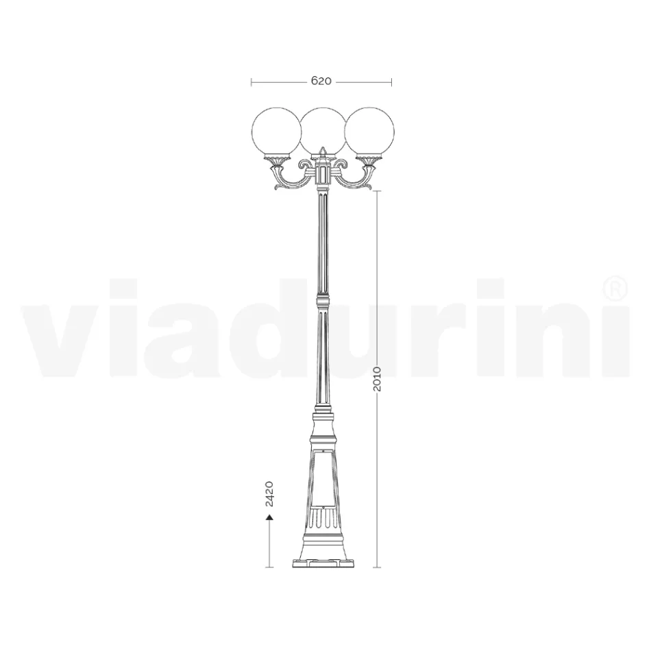 242 cm tall street lamp in black acrylic and aluminium made in Italy - Trovanero Viadurini
