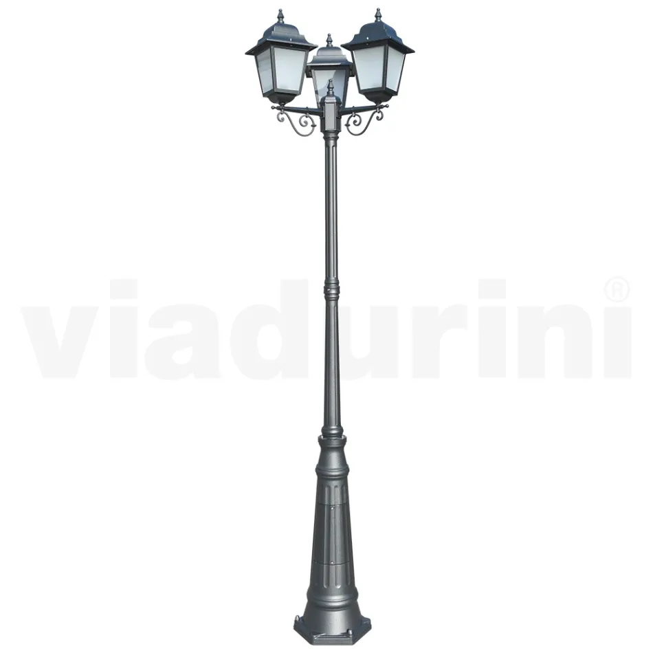 249 cm tall street lamp in Anthracite Glass and Aluminium Made in Italy - Scintilla Viadurini