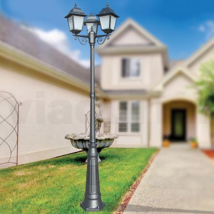 249 cm tall street lamp in Anthracite Glass and Aluminium Made in Italy - Scintilla Viadurini