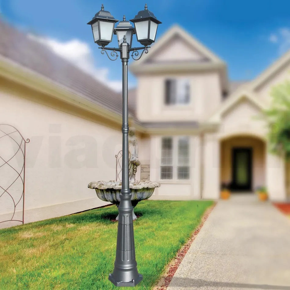 249 cm tall street lamp in Anthracite Glass and Aluminium Made in Italy - Scintilla Viadurini