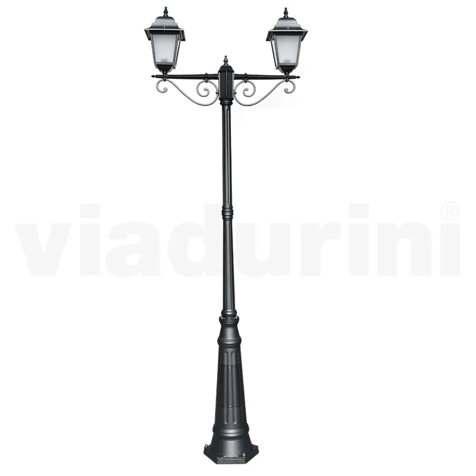 255 cm high street lamp in Anthracite Glass and Aluminium Made in Italy - Scintilla Viadurini