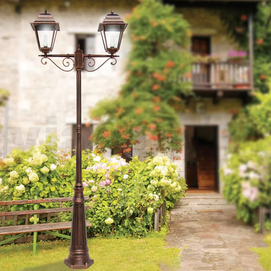 264 cm high street lamp for the garden in glass and die-cast aluminium - Alchemist Viadurini