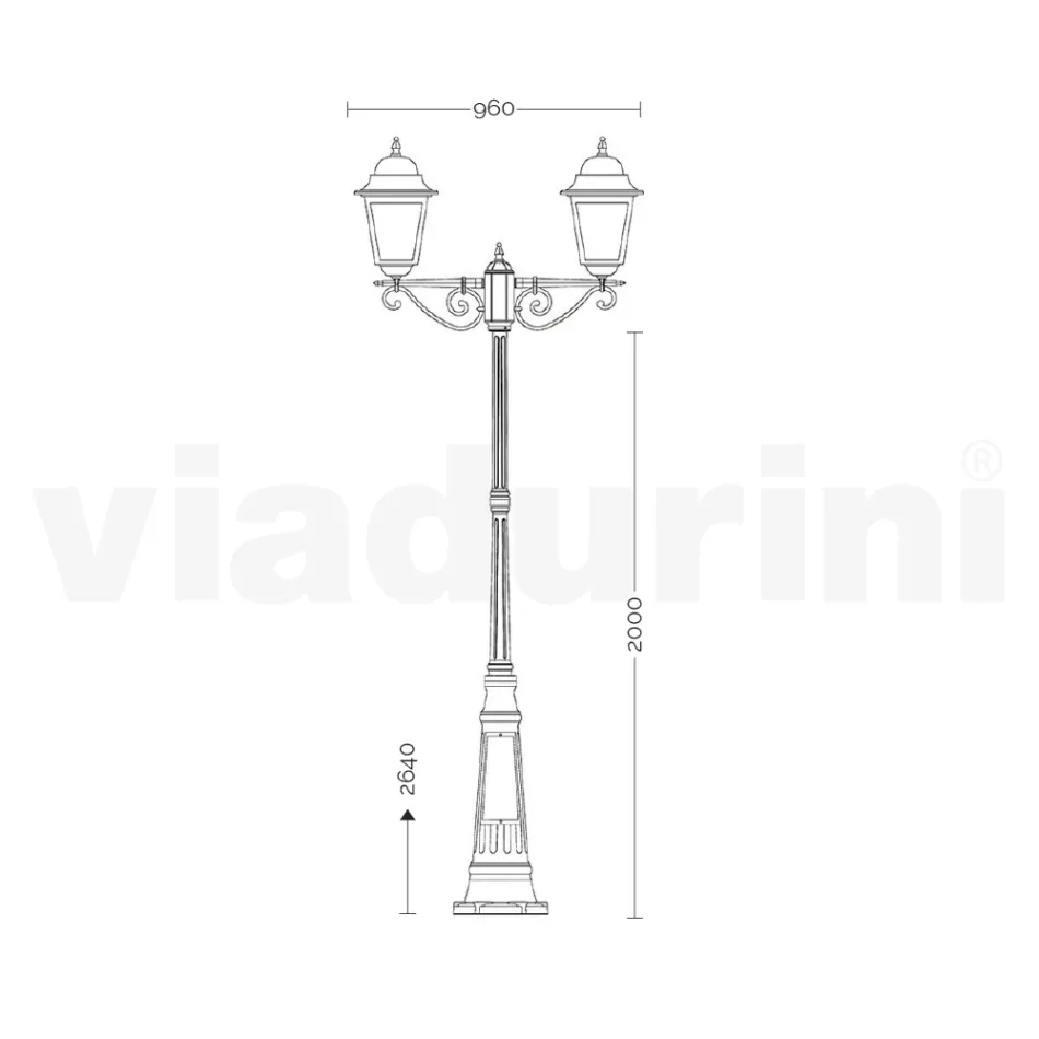 264 cm high street lamp for the garden in glass and die-cast aluminium - Alchemist Viadurini