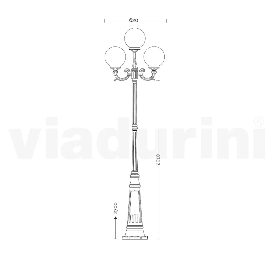270 cm high street lamp in Acrylic and Anthracite Aluminium Made in Italy - Trovaantracite Viadurini