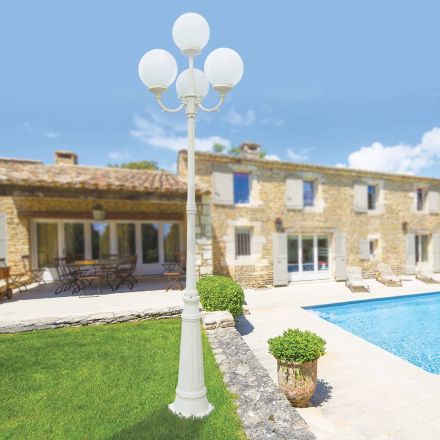 270 cm tall street lamp in white acrylic and aluminium made in Italy - Trovabianco Viadurini