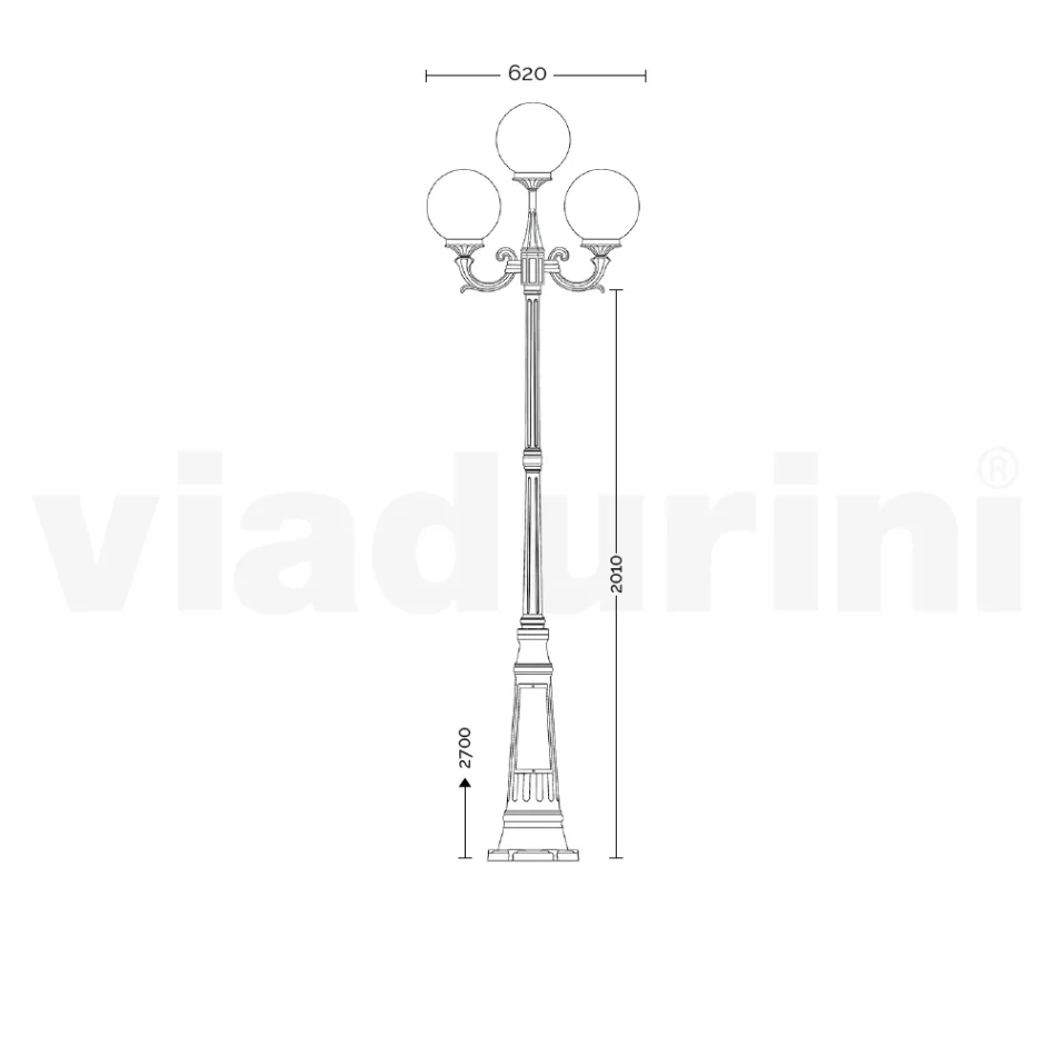 270 cm tall street lamp in white acrylic and aluminium made in Italy - Trovabianco Viadurini