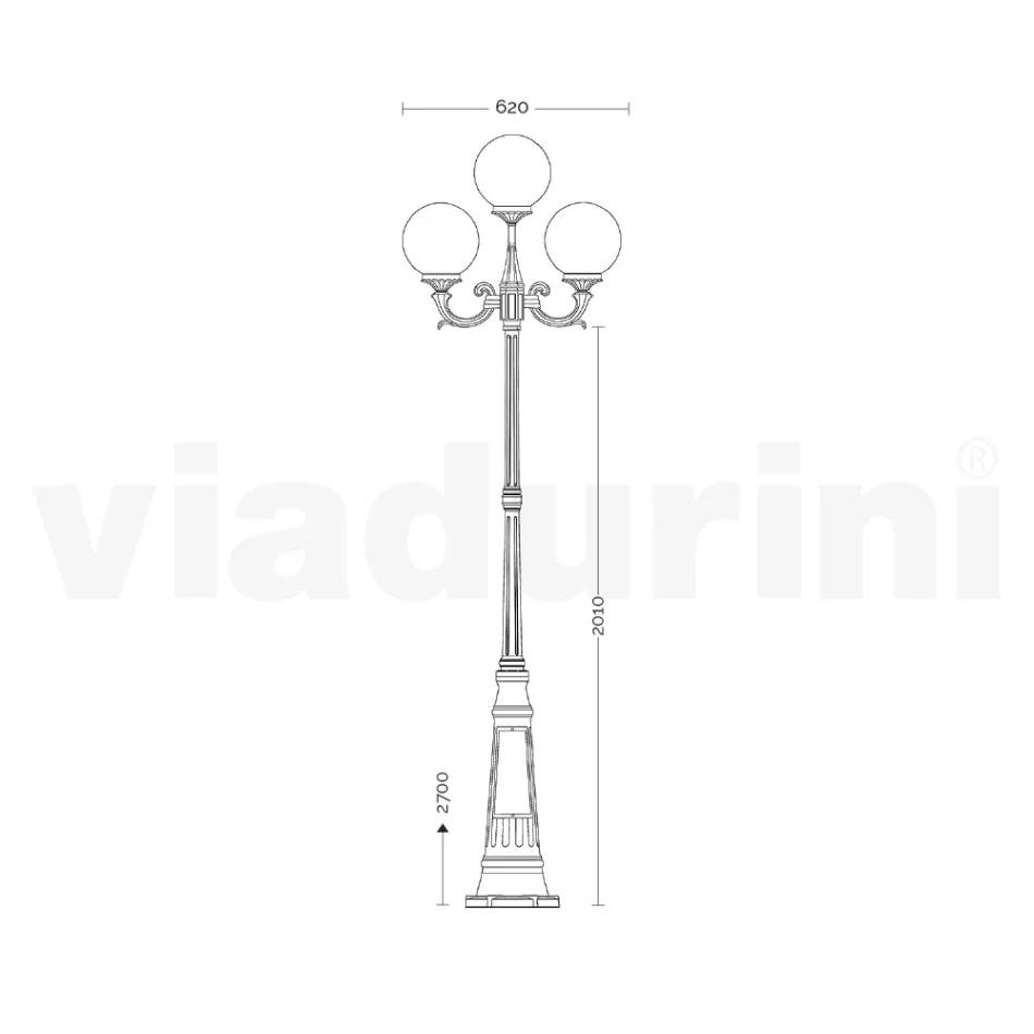 270 cm high street lamp in black acrylic and aluminium Made in Italy - Trovanero Viadurini